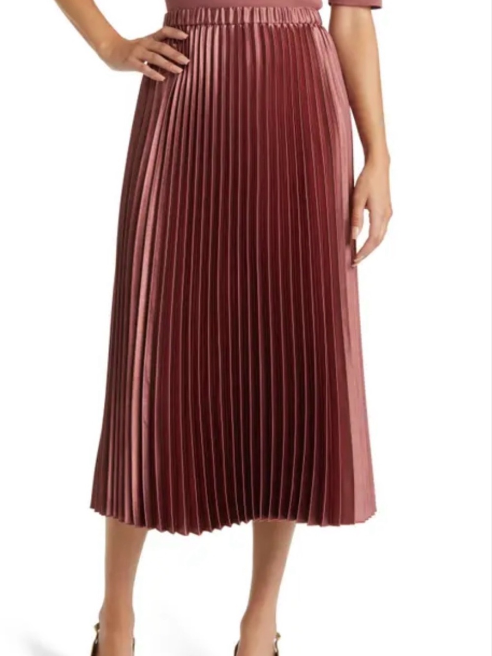 Anne Klein Women's Satin Pleated
Pull-On Midi Skirt , NWT ,Size L
